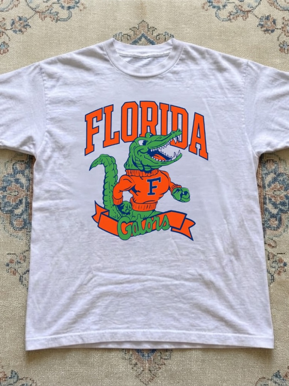 Florida Gators Mascot Script F Orange Sweater Vintage White T-Shirt